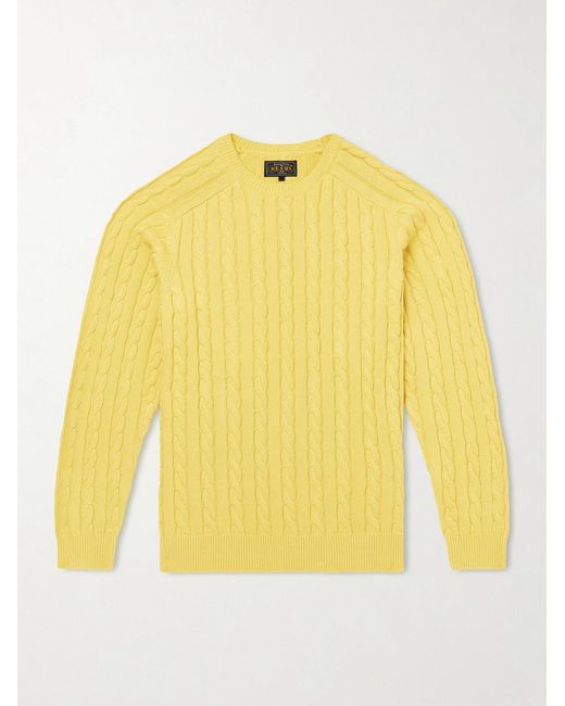 Beams Plus Yellow Cable-knit Cotton Sweater for men