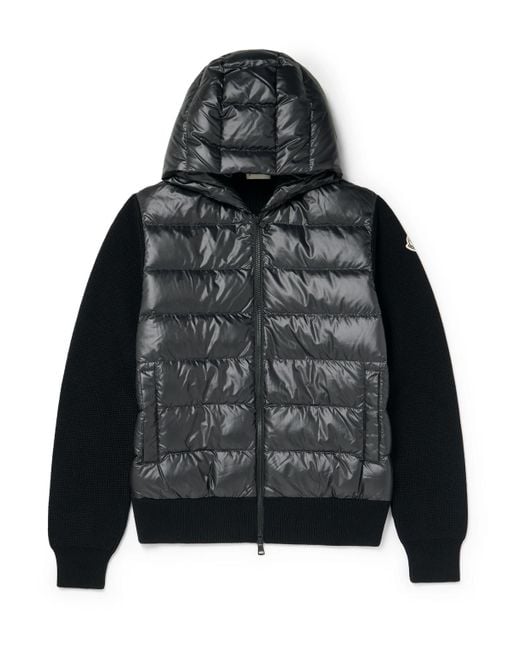 Moncler Men's Black Quilted Shell-Panelled Virgin Wool And