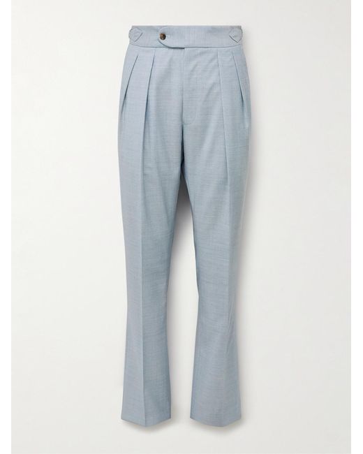 Richard James Blue Hepworth Slim-Fit Pleated Wool Suit Trousers for men