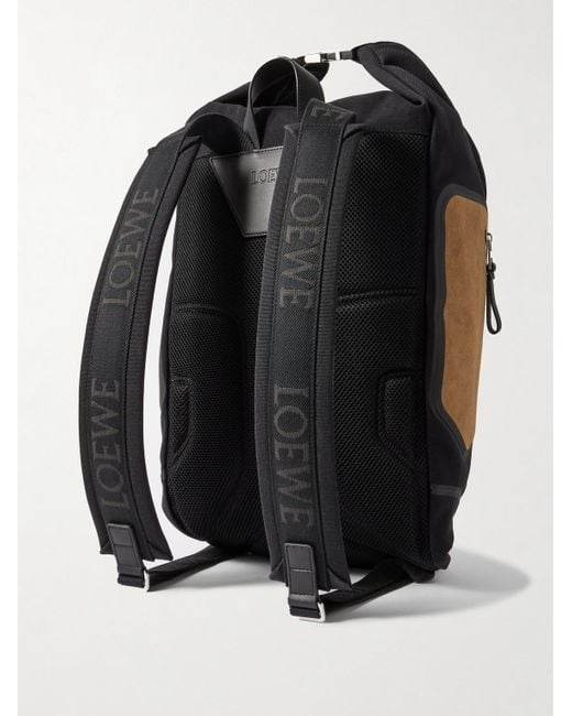 Loewe Black Flex Logo-Embossed Suede And Canvas Backpack for men