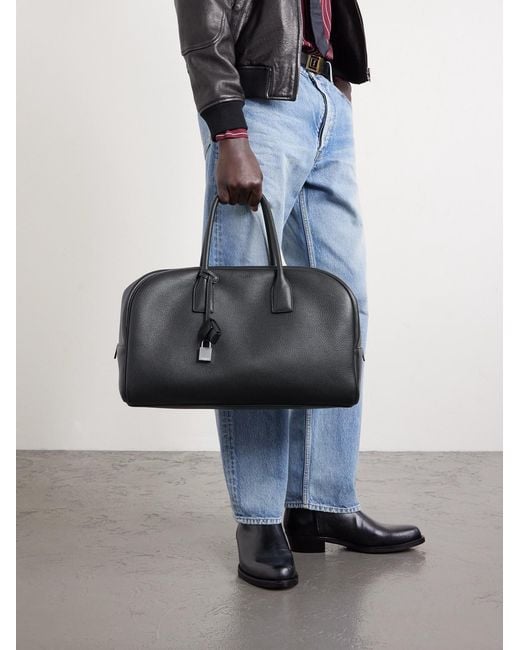 Saint Laurent Black Full-grain Leather Duffle Bag for men