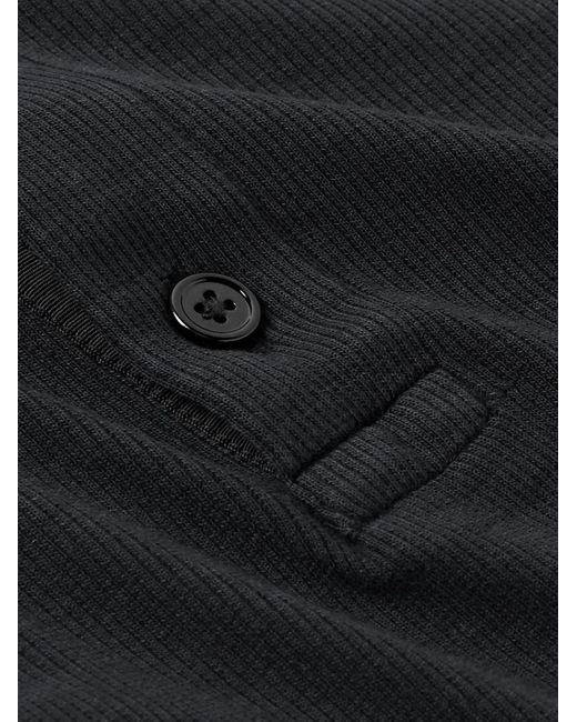 Maglia henley slim-fit in misto lyocell e cotone stretch a coste di Tom Ford in Black da Uomo