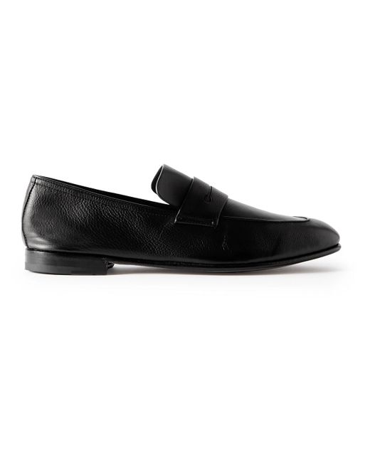 Zegna Black L'asola Secondskin Full-grain Leather Penny Loafers for men