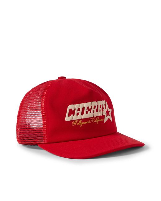 CHERRY LA Red Printed Shell And Mesh Trucker Hat for men