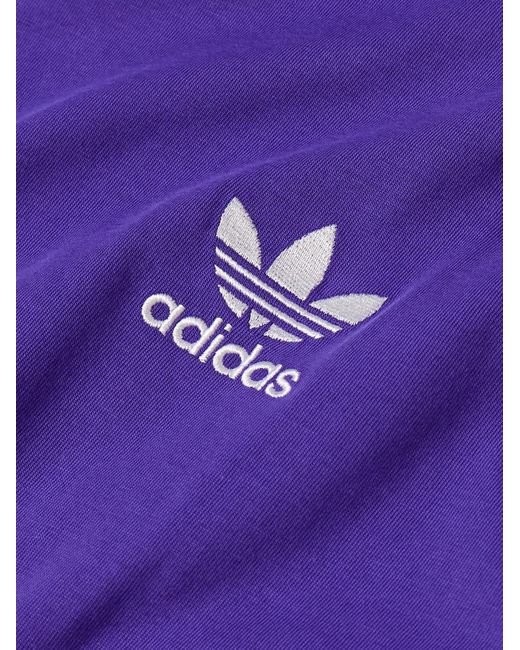 Adidas Originals Purple Striped Logo-embroidered Cotton-jersey T-shirt for men