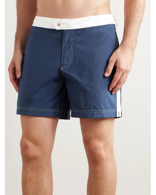 Tom Ford Blue Straight-Leg Mid-Length Striped Swim Shorts for men