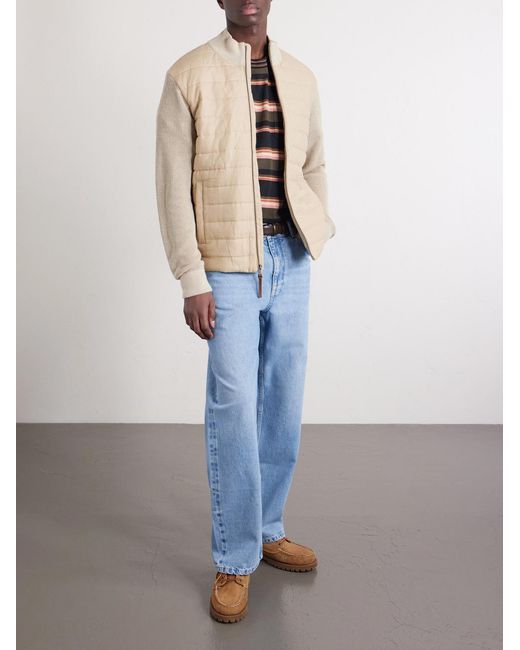 Polo Ralph Lauren Natural Logo-Appliquéd Quilted Linen Zip-Up Sweater for men