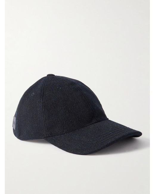 Loewe Blue Logo-embroidered Leather-trimmed Brushed Wool Cap for men