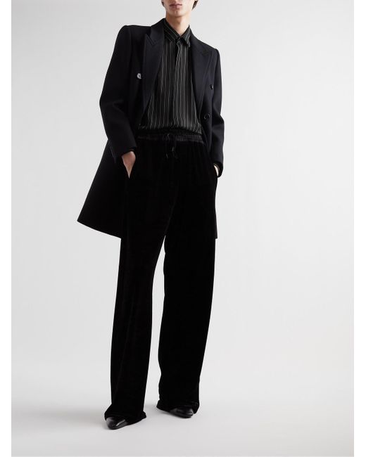 Saint Laurent Black Pinstriped Silk-georgette Shirt for men
