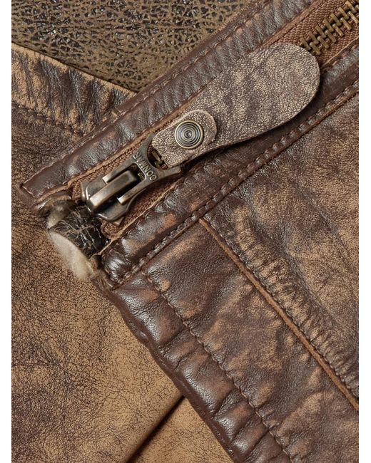 Polo Ralph Lauren Brown Distressed Shearling Bomber Jacket for men
