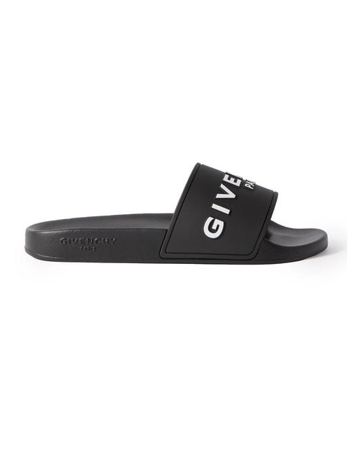 Givenchy Black Logo-Embossed Rubber Slides for men