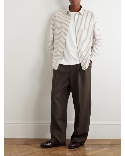 A Kind Of Guise White Striped Cotton-Poplin Shirt for men