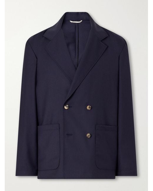 De Bonne Facture Blue Double-Breasted Virgin Wool-Twill Jacket for men
