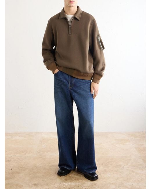 Sacai Brown Cotton-Blend Half-Zip Sweater for men