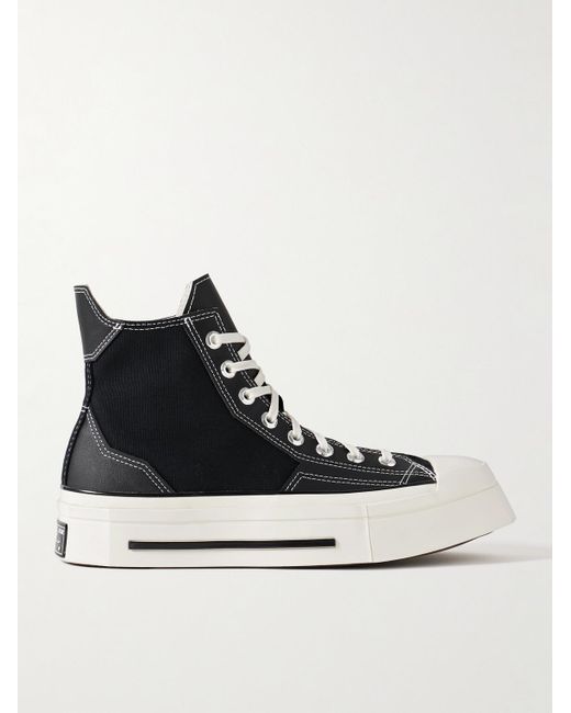 Converse Black Chuck 70 De Luxe Leather And Canvas Platform High-top Sneakers for men