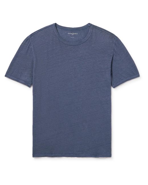 Officine Generale Blue Garment-dyed Linen-blend T-shirt for men