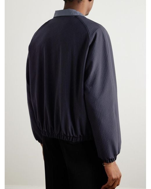 STÒFFA Blue Reversible Wool-seersucker And Poplin Bomber Jacket for men