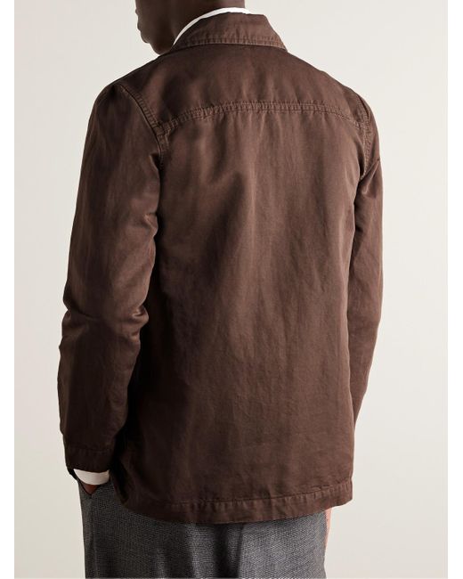 Mr P. Brown Garment-dyed Cotton And Linen-blend Twill Overshirt for men