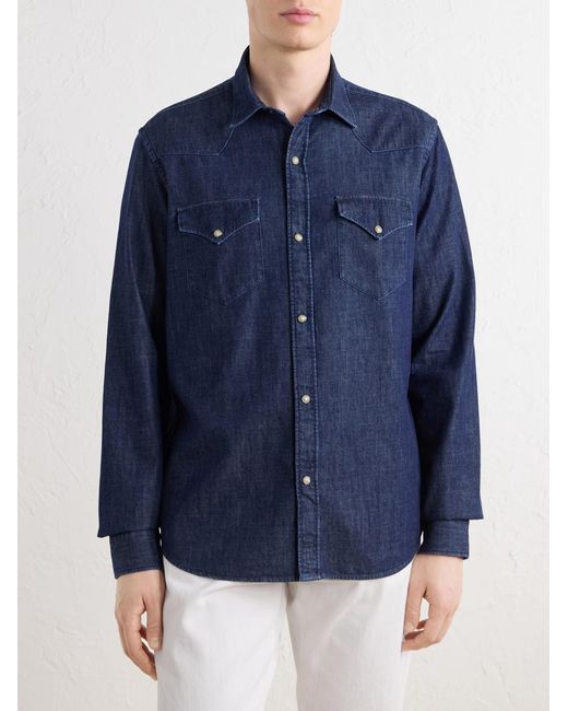 Canali Blue Denim Shirt for men