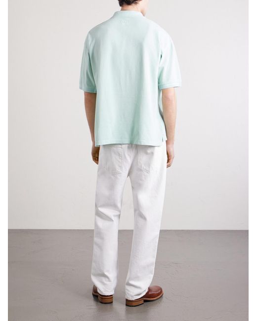 Visvim Blue Mondo Logo-embroidered Cotton-piqué Polo Shirt for men