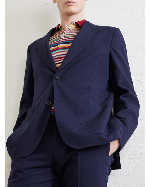 Paul Smith Blue Wool-hopsack Suit Jacket for men