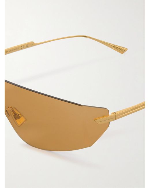 Bottega Veneta Goldfarbene Sonnenbrille mit D-Rahmen in Natural für Herren