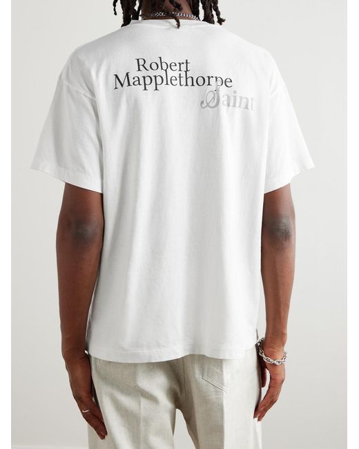SAINT Mxxxxxx White Robert Mapplethorpe Printed Cotton-Jersey T-Shirt for men