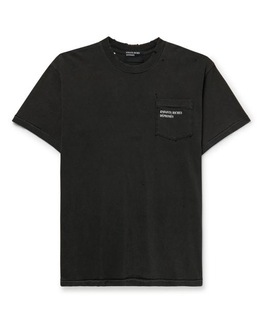 Enfants Riches Deprimes Black Distressed Bleached Logo-print Cotton-jersey T-shirt for men