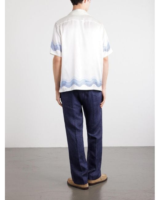 Frescobol Carioca Blue Roberto Silk Shirt for men