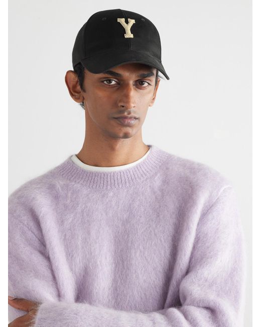 Saint Laurent Black Logo Cotton Baseball Cap for men