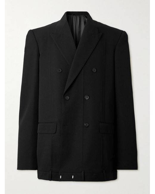 Balenciaga Black Oversized Double-breasted Wool-twill Blazer for men