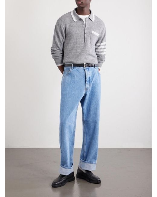 Thom Browne Blue Cinch-Back Wide-Leg Jeans for men