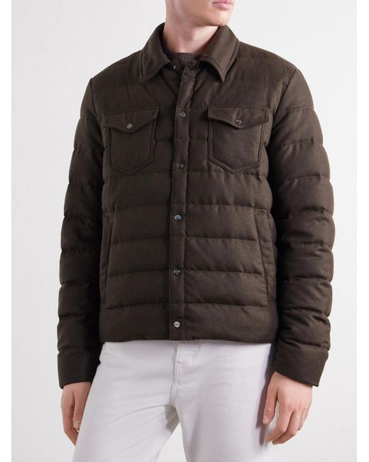Herno Black Quilted Flannel Down Jacket for men