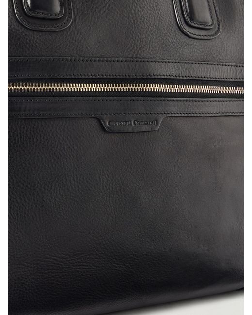 Officine Creative Black Jules 003 Full-grain Leather Briefcase for men