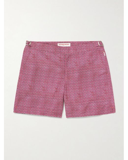 Orlebar Brown Pink Bulldog Riptide Straight-Leg Mid-Length Printed Recycled Swim Shorts for men