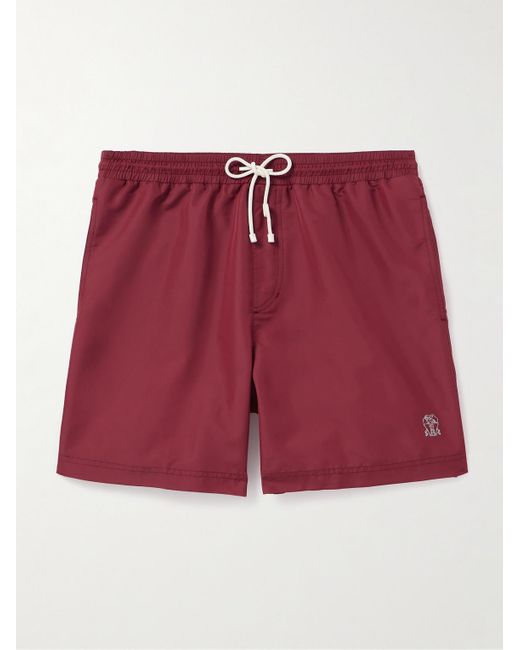 Brunello Cucinelli Straight-leg Mid-length Logo-embroidered Swim Shorts for men