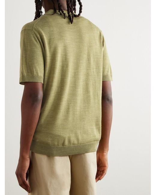 NN07 Green Thor 6584 Pointelle-Knit Wool-Blend Shirt for men