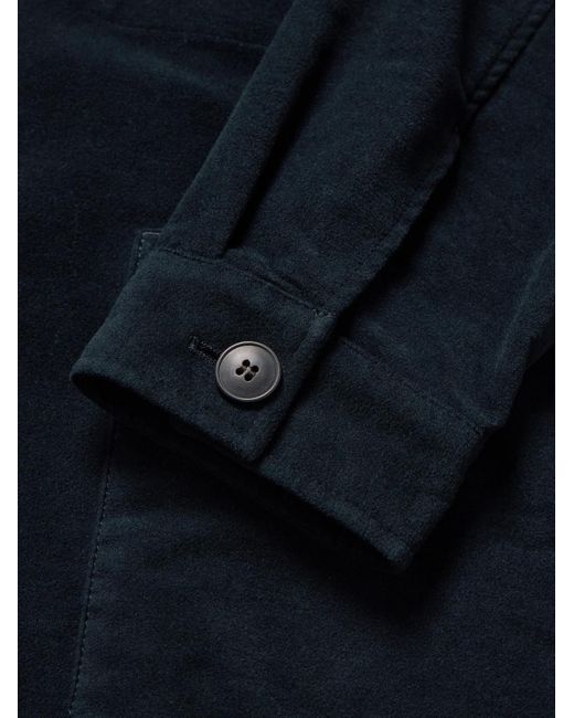 Sunspel Blue Cotton-Blend Moleskin Shirt Jacket for men