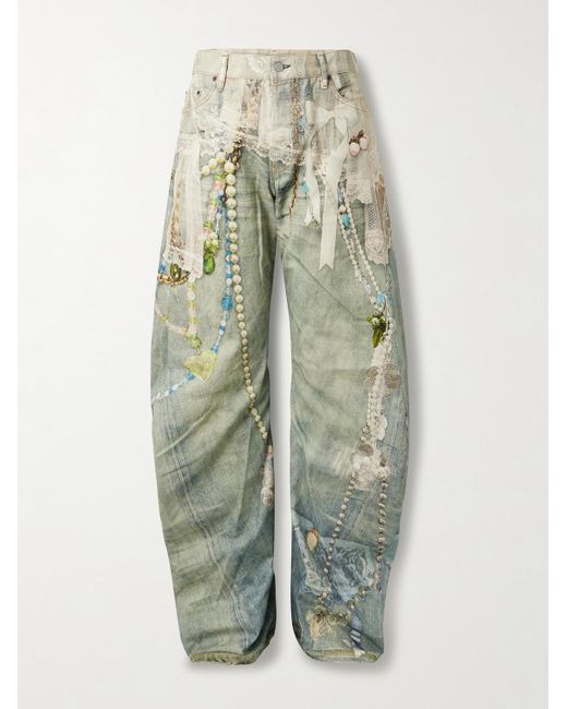 Acne 2006 weit geschnittene Jeans mit Print in Green für Herren