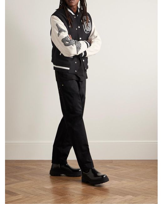 Givenchy Collegejacke aus einer Wollmischung und Leder mit Logoapplikation in Black für Herren