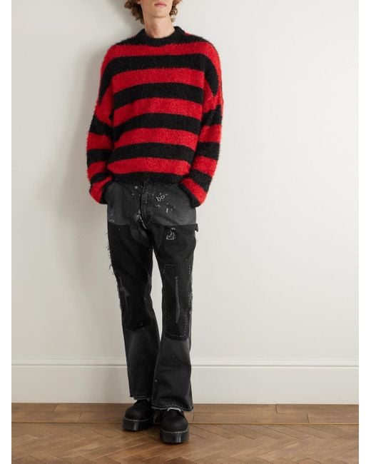 SAINT Mxxxxxx Black Slim-Fit Flared Double-Knee Distressed Jeans for men