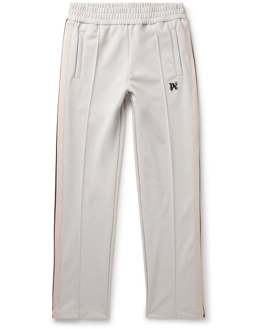 Palm Angels White Logo-embroidered Grosgrain-trimmed Jersey Track Pants for men