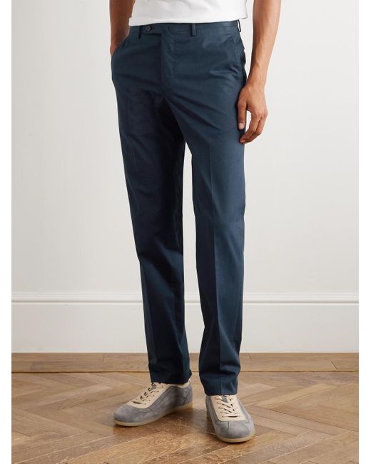 Slowear Blue Incotex Slim-fit Cotton And Cashmere-blend Trousers for men