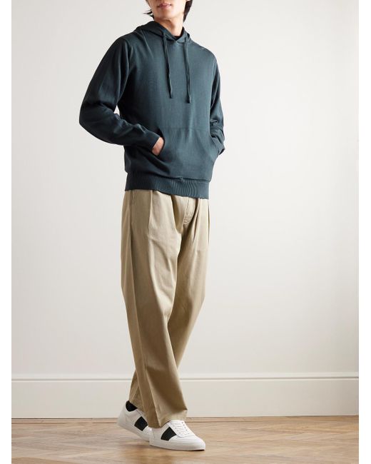 John Smedley Blue Sundown Slim-fit Sea Island Cotton-jersey Hoodie for men