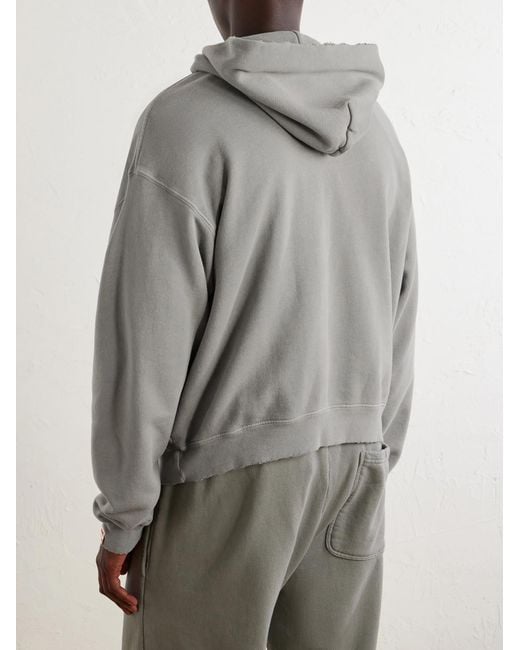 CHERRY LA Gray Distressed Cotton-Fleece Zip-Up Hoodies for men