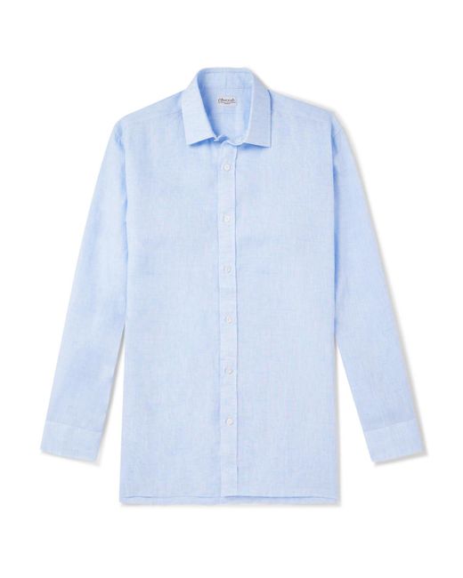 Charvet Blue Linen Shirt for men