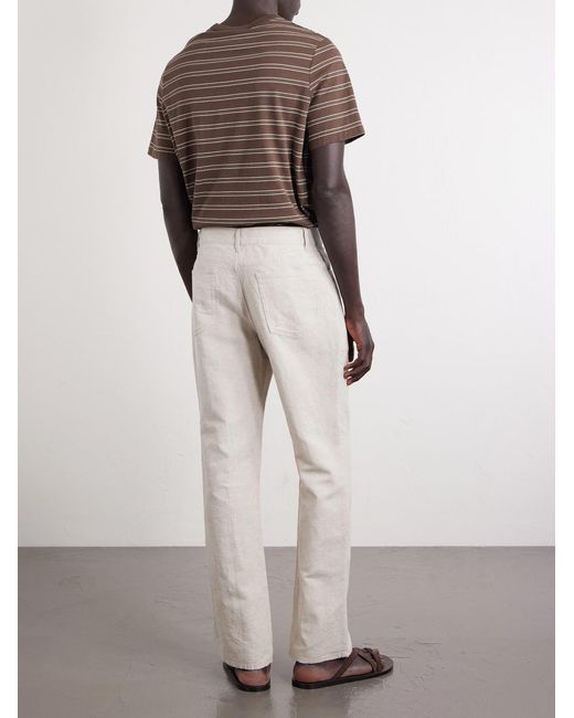 Mr P. White Edward Straight-Leg Linen And Cotton-Blend Trousers for men