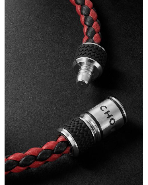 Classic Racing Woven Leather And-Tone Bracelet di Chopard in Black da Uomo
