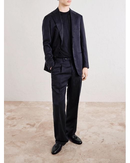 Zegna Blue Cotton And Silk-blend Jersey T-shirt for men