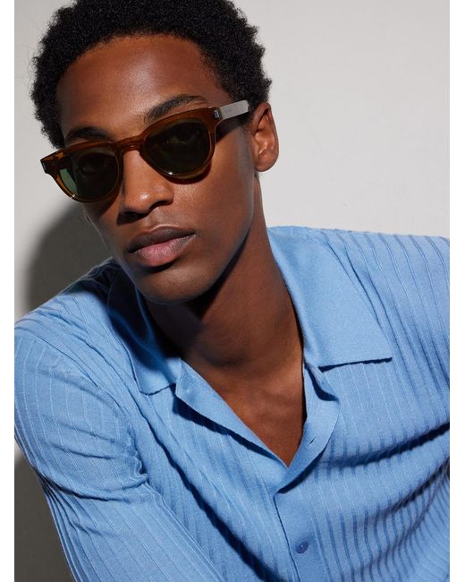 Saint Laurent Green Rounded-frame Acetate Sunglasses for men